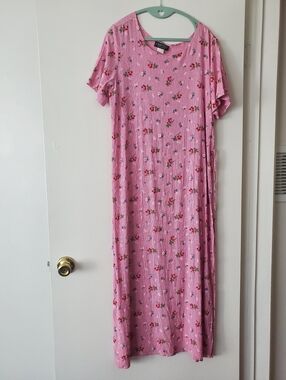 Vintage Cherry Floral Pink Dress